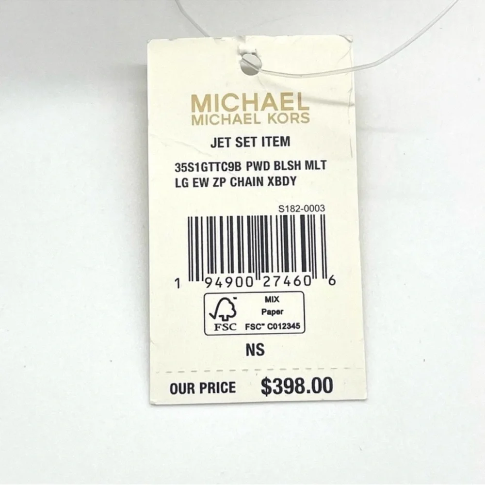 Michael Kors EW Zip Chain Xbody Bag Vanilla/ Light Pink - Picture 14 of 14